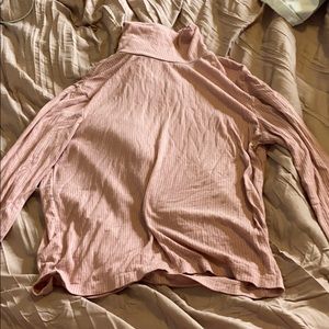 Pink Ribbed Turtle Neck